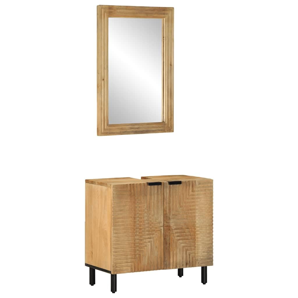 Lot de 2 meubles de salle de bain marron en bois massif de mangue, petite armoire de salle de bain, armoire à pharmacie pour cuisine, toilettes, salle de bain, chambre d'amis
