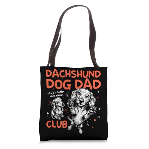 Bolso tote para hombres con ilustración de perro salchicha, Club del Papá Perro Salchicha, regalo para el Día del Padre miniatura 1
