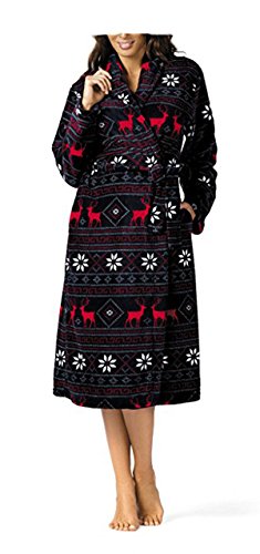Preisvergleich Produktbild Comtessa Damen Bademantel Hausjacke kuschelig weich schwarz mit Hirsch Gr.42
