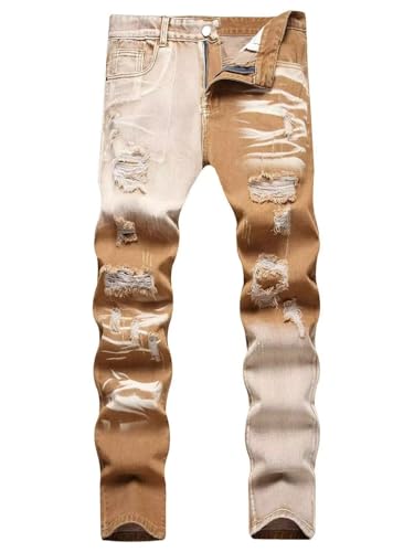 Men's Jeans Slim Fit Ripped Straight Leg Distressed Fashion Denim Pants Size 28/30/32/34/36/38/40