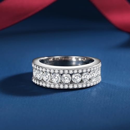 Moissanite Wedding Band for Women D Color VVS1 Moissanite Eternity Rings 18K White Gold Plated S925 Sterling Silver Promise Engagement Rings for Women Wife Men3
