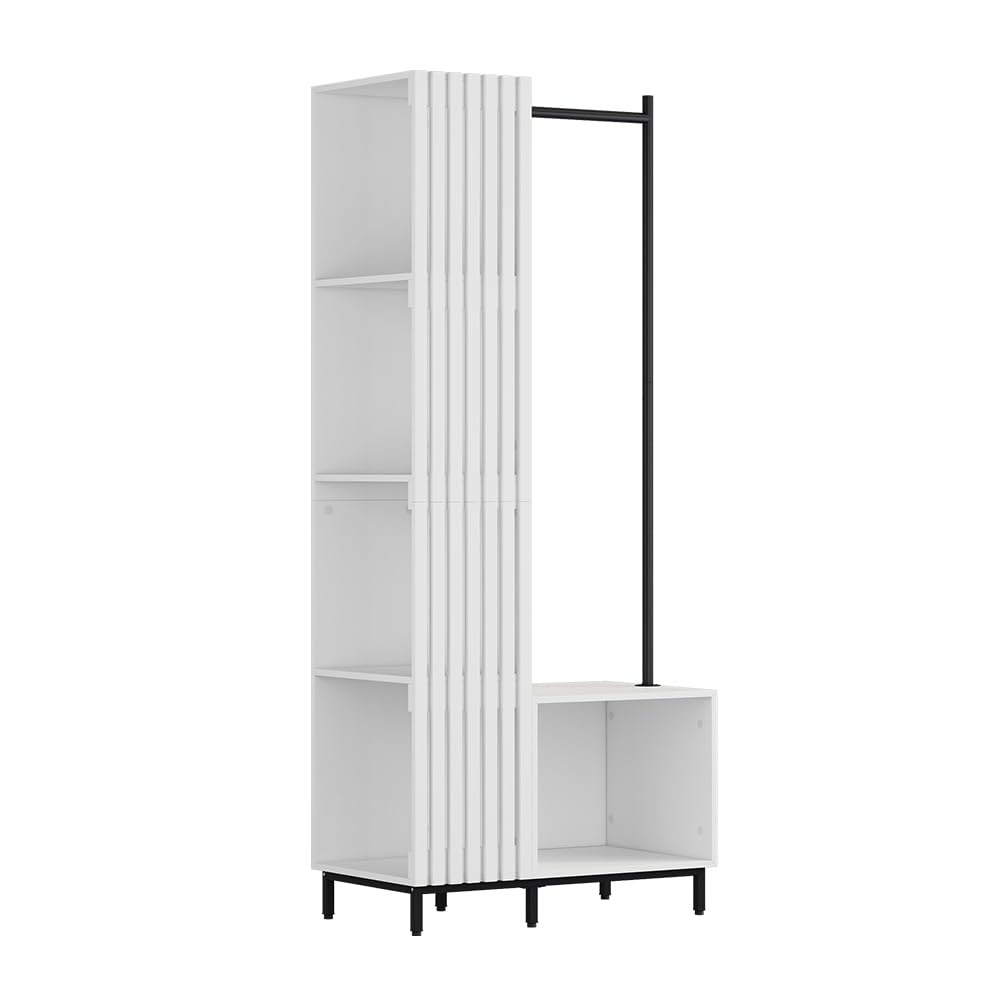 Vicco Garderobe Zinto, Weiß, 80 x 187 cm mit 5 Ablagefächern, zur Wandmontage geeignet für platzsparende Aufbewahrung