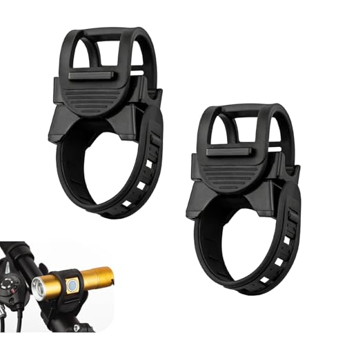 YAWUROU 2 PCS Rotatable Adjustable Bike Flashlight Mount Sturdy Bicycle Light Holder Bracket Cycling Flashlight Clip Universal for Mountain Road Bikes & Motorcycles (Black)