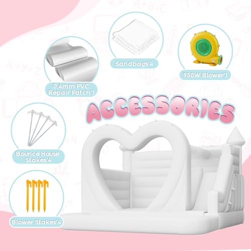 Jocisland White Bounce House with Ball Pit and Slide, 15.1×15.1×11.1 FT Commercial PVC Wet and Dry Inflatable White Castle with 1100W Blower, for Wedding and Party Decorations - Image 7