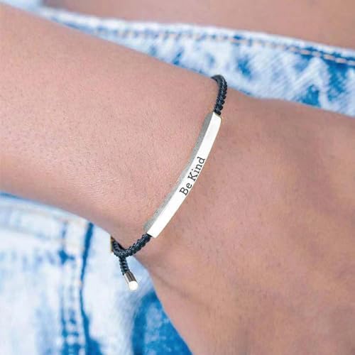 Be Kind of a B Tube Bracelet, Adjustable Hand Bradied Wrap Stainless Steel Handmade Engraved Inspirational Bracelet for Women To My Daughter/Best Friend Inspirational Jewelry4