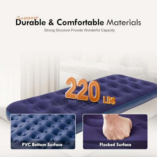 RAPTAVIS Single Size Air Mattress Inflatable Bed,Blow Up Mattress Camping Sleeping Pad - Image 4
