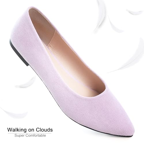 Image of Dear Time Women's Pointed Toe Ballet Flats Simple Casual Office Work Flats Slip-on Comfortable Shoes