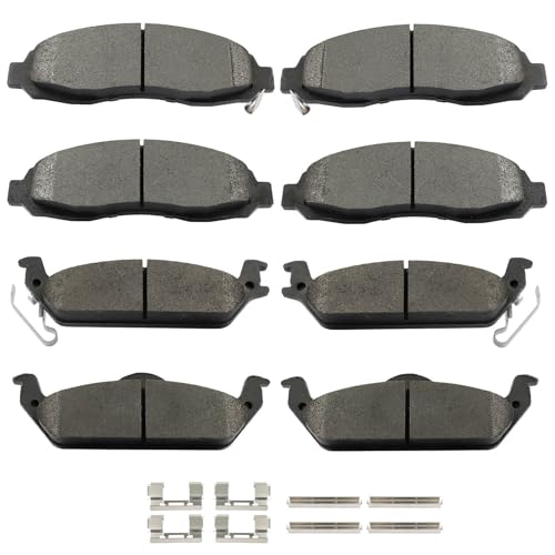 Image of SCITOO D962 D963 Front & Rear Metal Brake Pads Sets w /Hardware Replacement For Dodge For Dakota 2003-2004
