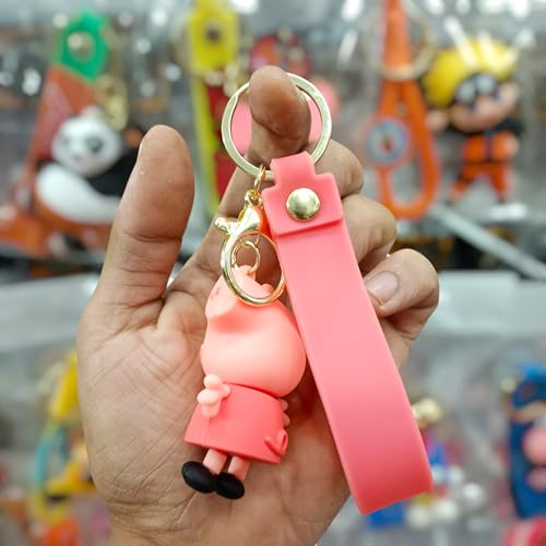 Image of Cute Cartoon Character Silicone 3D Key Chain with Strap Charm & Metal Hook, Merchandise Key Rings Gift for Kids Girls Boys Men & Women