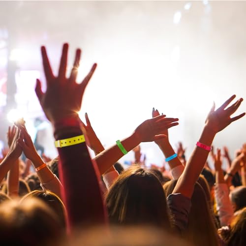 Image of Henoyso 300 Pcs Assorted Colors Plastic Wristbands for Events Vinyl Waterproof Pool Wristbands Neon Color Plastic Bracelet for Party Events Arm Band Identification for Concerts Carnivals