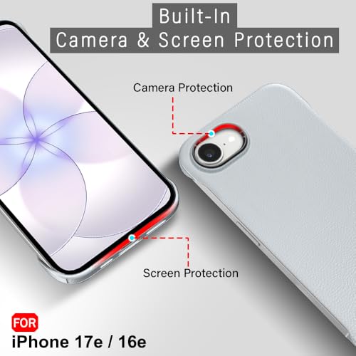 Image of TheGiftKart for iPhone 16e / iPhone 17e Case, Slim Hard Back Cover, Leather Texture Finish, Metal Camera Ring, Lightweight Profile, Hybrid Ultimate Slim Back Cover Case (PC & TPU, Grey)
