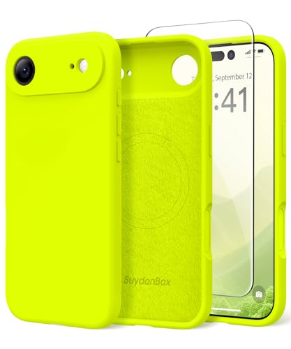 Image of Magnetic for iPhone Air Case, Compatible with MagSafe, [Full Camera Protection][Screen Protector] Silicone Shockproof Protective Phone Case for iPhone 17 Air 6.5 inch, Fluorescent Green