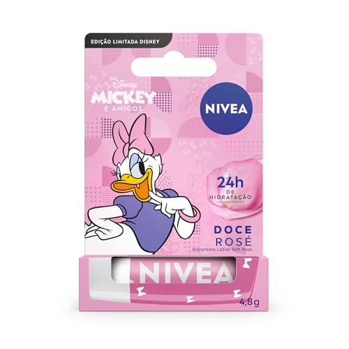 NIVEA Hidratante Labial Soft Rosé 4,8g - Ed. Limitada Margarida - Disney® Mickey e Amigos.
