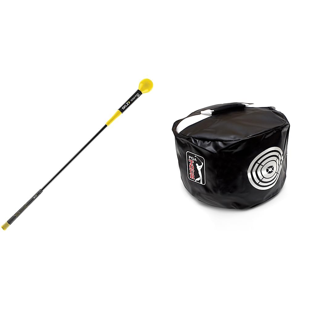 SKLZ Herramienta para Mejorar el Swing, Golftrainer Gold Flex Lã¤Nge 40, Gelb-Schwarz, SK6502010, Amarillo, Talla única & PGA Tour - Bolsa para Entrenamiento de Impacto con Palos