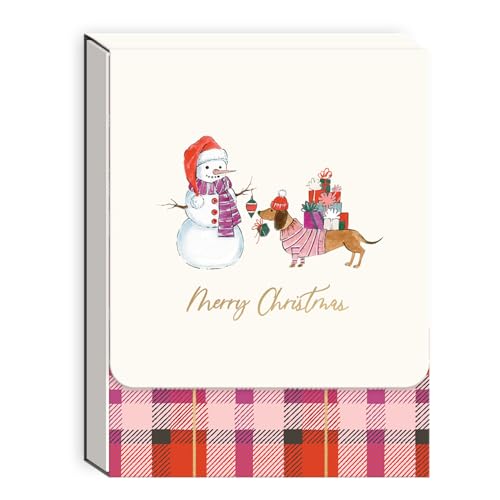 Image of Punch Studio Pocket Note Pads - 75-Sheet Snow Day Dogs Notepad with Fold-Over Cover & Magnet Closure, 3 inch x 4 inch, Dachshund