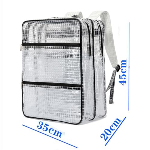 Clear XL Heavy Duty Mesh Backpack, Light Flight Clear Backpack Heavy Duty Transparent Backpack for Work Sport Travel (45 * 35 * 20 cm), White2