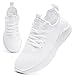 EGMPDA Womens Trainers Running Shoes for Women Walking Gym Sports Ladies Trainers Flat Jogging Fitness Sneakers Breathable Fashion Casual White UK Size 5