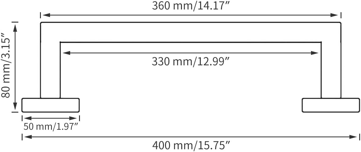 Miyili 15.75-Inch Bathroom Single Towel Bar Stainless Steel Towel Rack Bath Towel Hanger Wall Mount Polished Finish, A06C40A