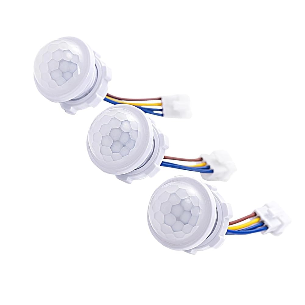 Paquete de 12 Interruptores con Sensor de Movimiento PIR de 85-265 V y 40 W para Montaje en Pared y TeCHO con Apagado Automático en Modo Nocturno de 30 S.