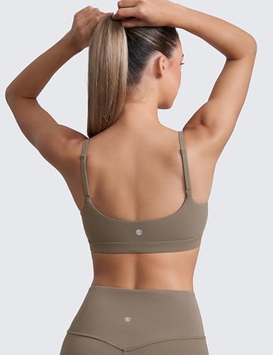 Image of CRZ YOGA Butterluxe Scoop Neck Sports Bras | Light Support, Removable Pads, Yoga, Extremely Soft, U Back, Adjustable Spaghetti Straps, for Women