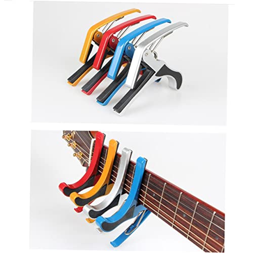 CIMAXIC 4Pcs Guitar Capo Clip with Function Trigger for Folk Guitar Ukulele and More Includes Colors for Beginners
