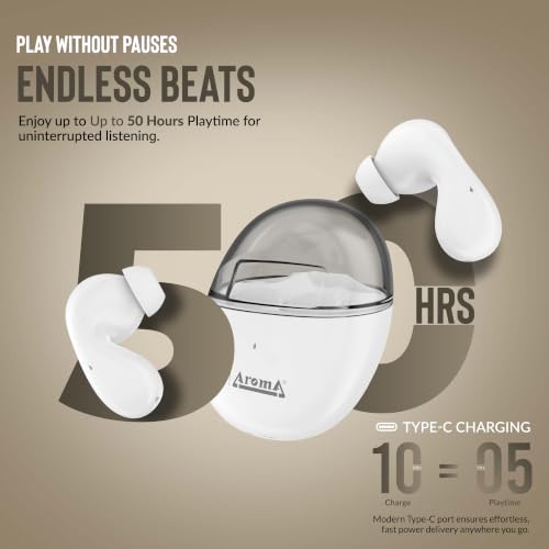 Image of AROMA TWS23 Upto 50Hr Playtime*, Dual Paring, BT V5.3, Fast Charging, Heavy Bass Bluetooth