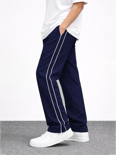 Image of CHKOKKO Men's Relaxed Track Pants for Gym Workout Running Casual Wear Sports Lower with Pockets Adjustable Drawstring Waist Lightweight Quick Dry Activewear Fitness