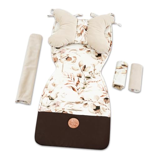 Sitzauflage Buggy Einlage Kinderwagen Zubehör - Sitzunterlage Auto Kindersitz Sitzpolster für Babyschale Fahrradanhänger Baby Sitzauflagen und Unterlage 75x35 cm Blätter