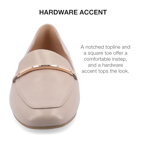 Image of Journee Womens Loafer Flat Notched Topline Square Toe Slip-On Block Heel - Wrenn Casual Dress Shoe