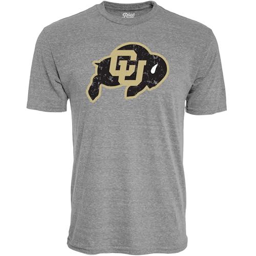Blue 84 Men's Colorado Buffaloes Tri-Blend T-Shirt Vintage Icon Heather Grey, Grey, Large