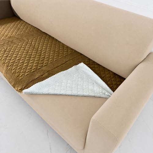 Image of Homerz Premium Petal Charm Sofa Cover | Embossed Floral Pattern | Soft Touch, Anti-Dust & Easy Wash Fabric Cloth, Washable and Durable (Mustard, 7(3+2+2) Seater, Only Seat Cover)