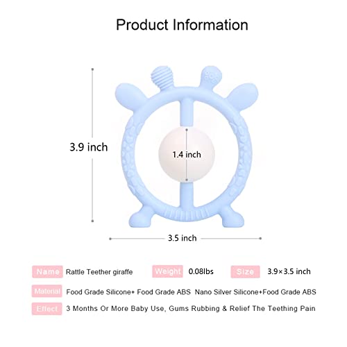 Baby Teething Toys For 3+ Mouths, Silicone Teething Relief Toys With Rattle The Bell, Baby Chew Toys For Sucking Needs, Infant To Toddler Teether, Food-Grade Silicone, Deer Shape #TOP6