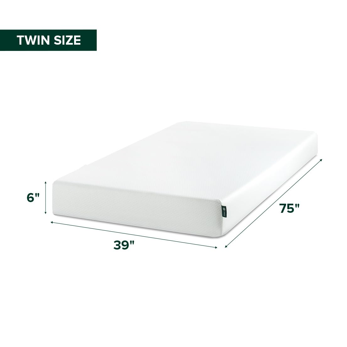 Zinus 6 Inch Twin Green Tea Memory Foam Mattress [New Version], Fiberglass Free, Medium Firm Feel, Zoned Pressure Relief, Certified Safe Foams & Fabric, Mattress in A Box - 3