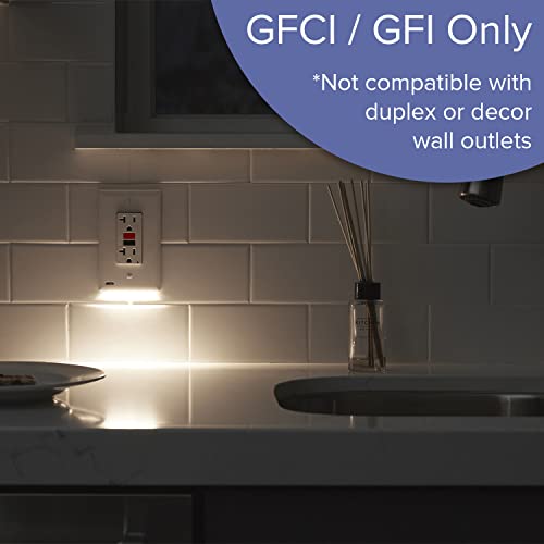 Image of 4 Pack - SnapPower GuideLight [For GFCI Outlets] - Replaces Plug-In Night Light - Electrical Receptacle Wall Plate with LED Night Lights - Auto On /Off Sensor - (GFCI, Ivory)