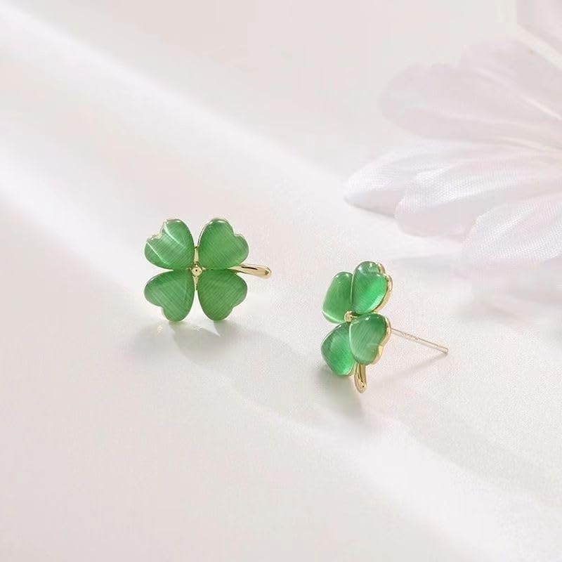 St Patricks Day Earrings for Women, Trendy Statement Four Leaf Clover Shamrock Earrings Stud, St Patricks Day Outfits & Shirt Accessories for Women - Image 6