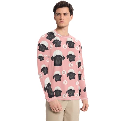 Mens UV Protection Shirts Rash Guard Long Sleeve UPF 50+ Baseball Hat Dog Quick Dry S3