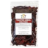 4oz Chile de Arbol Tostado, Whole Chilies Peppers, Chili Seco Pods for Authentic Mexican Food, Heat-Sealed Resealable Bag