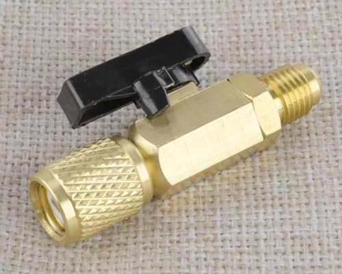 Válvula de bola recta de cierre para recarga de refrigerante HVAC, color amarillo, compatible con R134A, R22, R12 y R410A miniatura 4