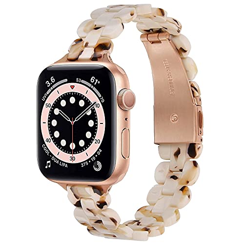 VISOOM Compatible with Apple Watch Series 6 38mm 40mm Band -Stylish Thin Strap iPhone Watch Bands for Women Resin Light for iWatch Series SE 5 4 3 2 1 Accessories Replacement