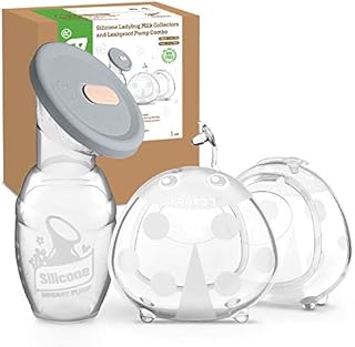 haakaa Manual Breast Pump with Silicone Lid and Ladybug Milk Collector Combo for Breastfeeding Wearable Breast Shells Breast Milk Saver Milk Catcher Silicone Nursing Cups