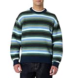 Amazon Essentials (Scelto da Demi) Pullover Girocollo in Finto Mohair, Vestibilità Comoda Uomo, Blu Marino Blu Lavorazione A Maglia Motivo A Righe, XXL