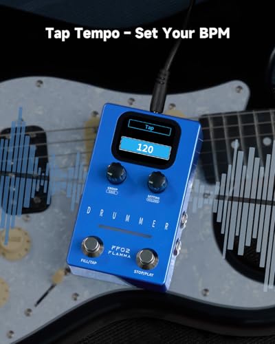 Image of FLAMMA FF02 Drum Machine Guitar Pedal - 121 Drum Grooves, 11 Music Genres, Tap Tempo, Adjustable Rhythms, Stereo I /O for Live & Studio Use