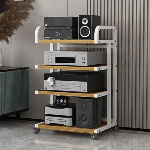 Elegante soporte para tocadiscos moderno de mediados de siglo con almacenamiento multicapa, armario de consola para dormitorio, centro de entretenimiento para estéreo, CD y discos de vinilo.