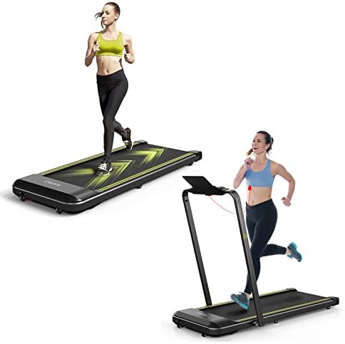 AKSO Under Desk Treadmill, 2 in 1 Foldable Walking Pad Treadmill with APP Control, 300 LBS Weight Capacity Walking Jogging Running Treadmill
