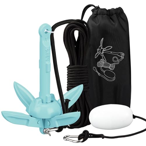 Image of MorningRo 1 Pack 1.5 /3.5 lb Marine Kayak Anchor Kit with 40ft Rope and Buoy Folding Grapnel Boat Anchor Kit Kayak Fishing Accessories for Small Boats, Canoe, SUP Paddle Boards