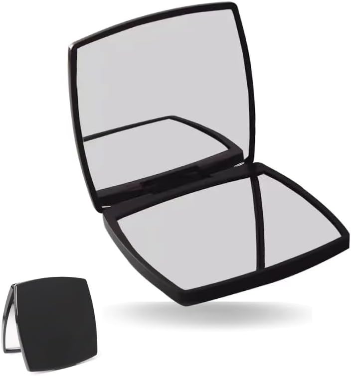 Espelho compacto dobrável ayoiesp preto, 2x, 2 lados, pacote com 1
