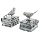 MyGift Vintage Style Decorative Birds & Books Design Ceramic Bookshelf Bookends/Paper Weights Home