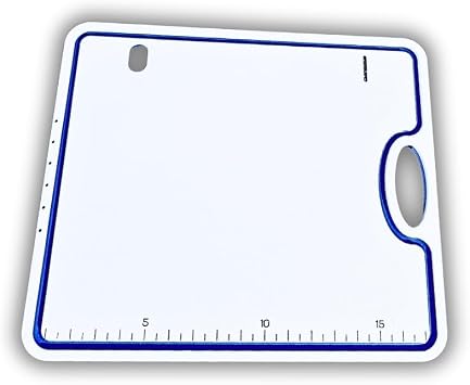 TRAPSKI Made in the USA | Premium Cooler Size Bucket Board Fishing Cutting Board Table | 1/2 inch Thick HDPE UV Protected | Non-Skid or Mark Rubber Feet White/Blue 18x16