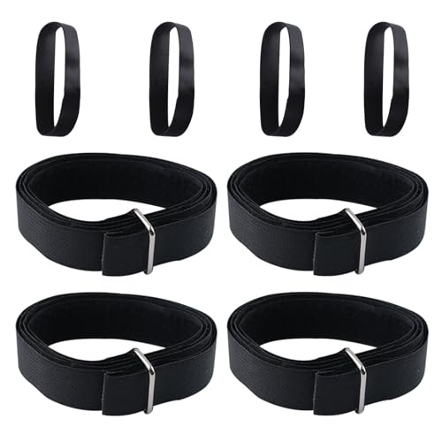INCREWAY Sectional Couch Sofa Connector Straps, 4PCS Non-Slip Rubber Band + 4PCS Adjustable Hook & Loop Cinch Straps Keep Couch Legs Together Universal Fit