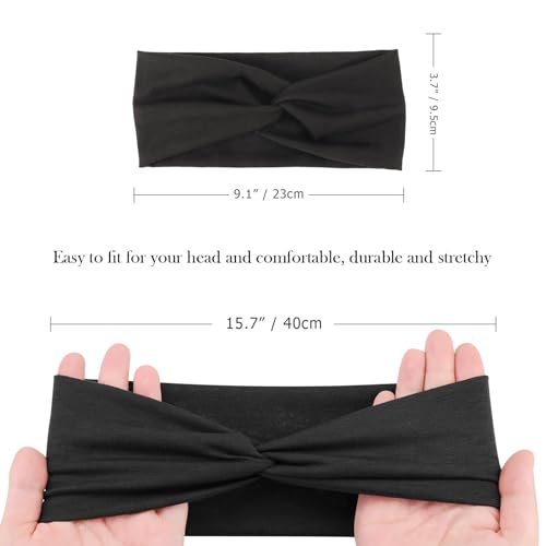 Image of DRESHOW 8 Pack Headbands for Women Yoga Knotted Headbands Elastic Criss Cross Hair Accessories Sports Head Wrap Non Slip